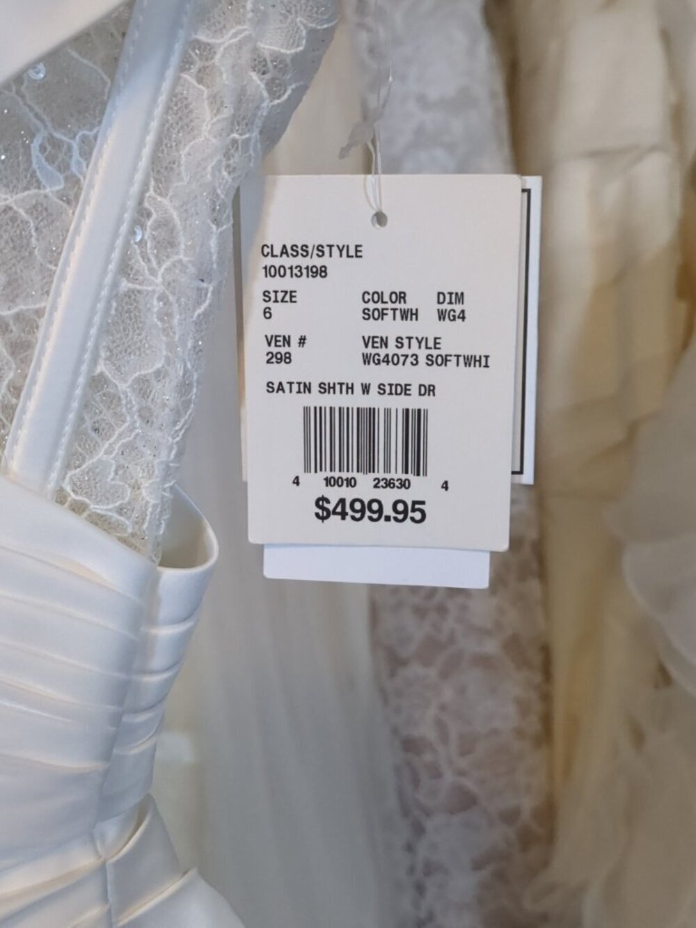 David’s Bridal Corset Bodice Pleated Sheath Wedding Dress Slit Size 6 NWT - Picture 4 of 6